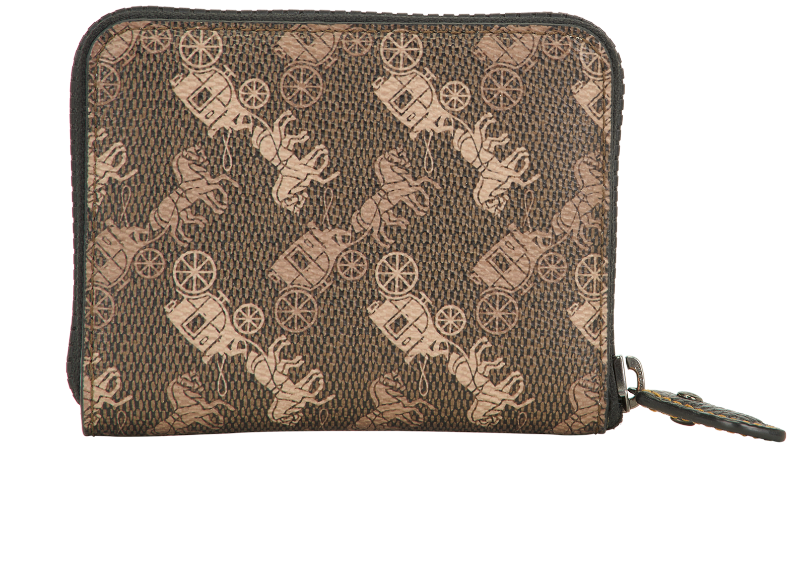 Coach Carriage Print Compact Wallet, &pound;50, Accessories, Brown, Canvas/Leather, Back view